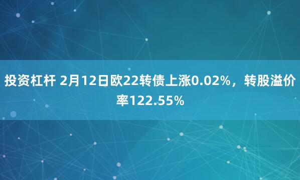 投资杠杆 2月12日欧22转债上涨0.02%，转股溢价率122.55%