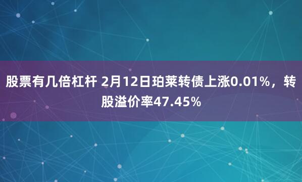 股票有几倍杠杆 2月12日珀莱转债上涨0.01%，转股溢价率47.45%