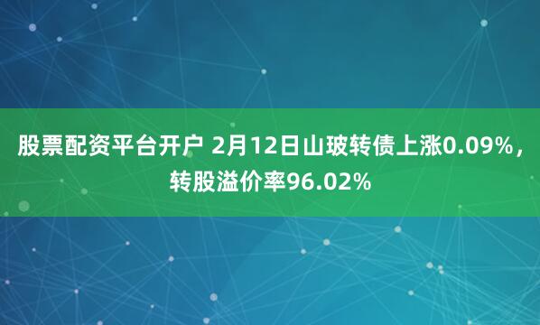 股票配资平台开户 2月12日山玻转债上涨0.09%，转股溢价率96.02%