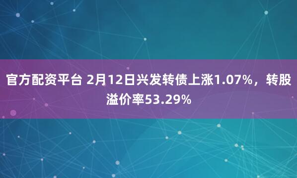 官方配资平台 2月12日兴发转债上涨1.07%，转股溢价率53.29%