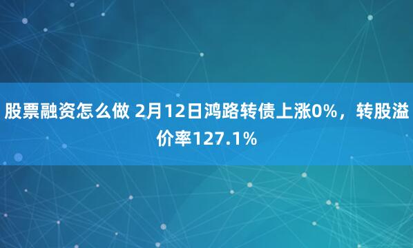 股票融资怎么做 2月12日鸿路转债上涨0%，转股溢价率127.1%