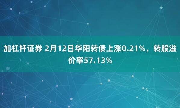 加杠杆证券 2月12日华阳转债上涨0.21%，转股溢价率57.13%