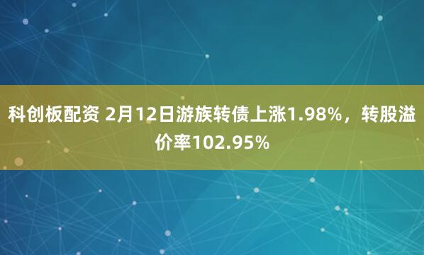 科创板配资 2月12日游族转债上涨1.98%，转股溢价率102.95%