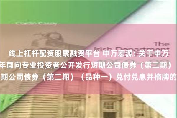 线上杠杆配资股票融资平台 申万宏源: 关于申万宏源证券有限公司2024年面向专业投资者公开发行短期公司债券（第二期）（品种一）兑付兑息并摘牌的公告